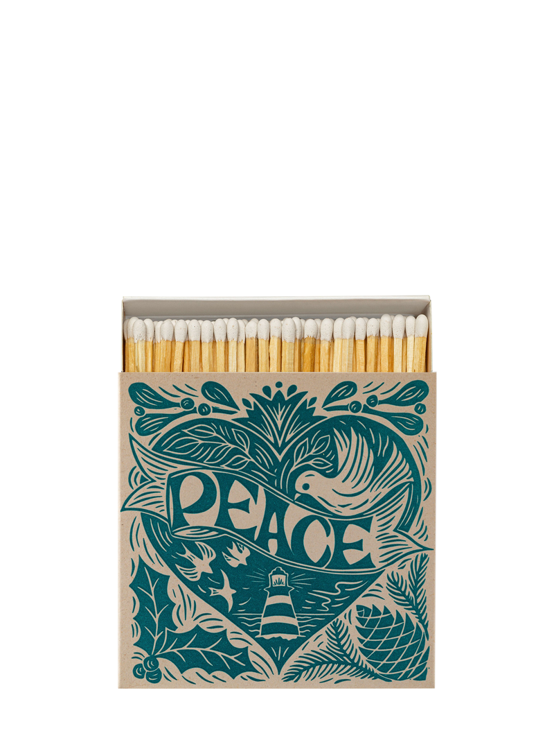 Lighthouse peace linocut matches