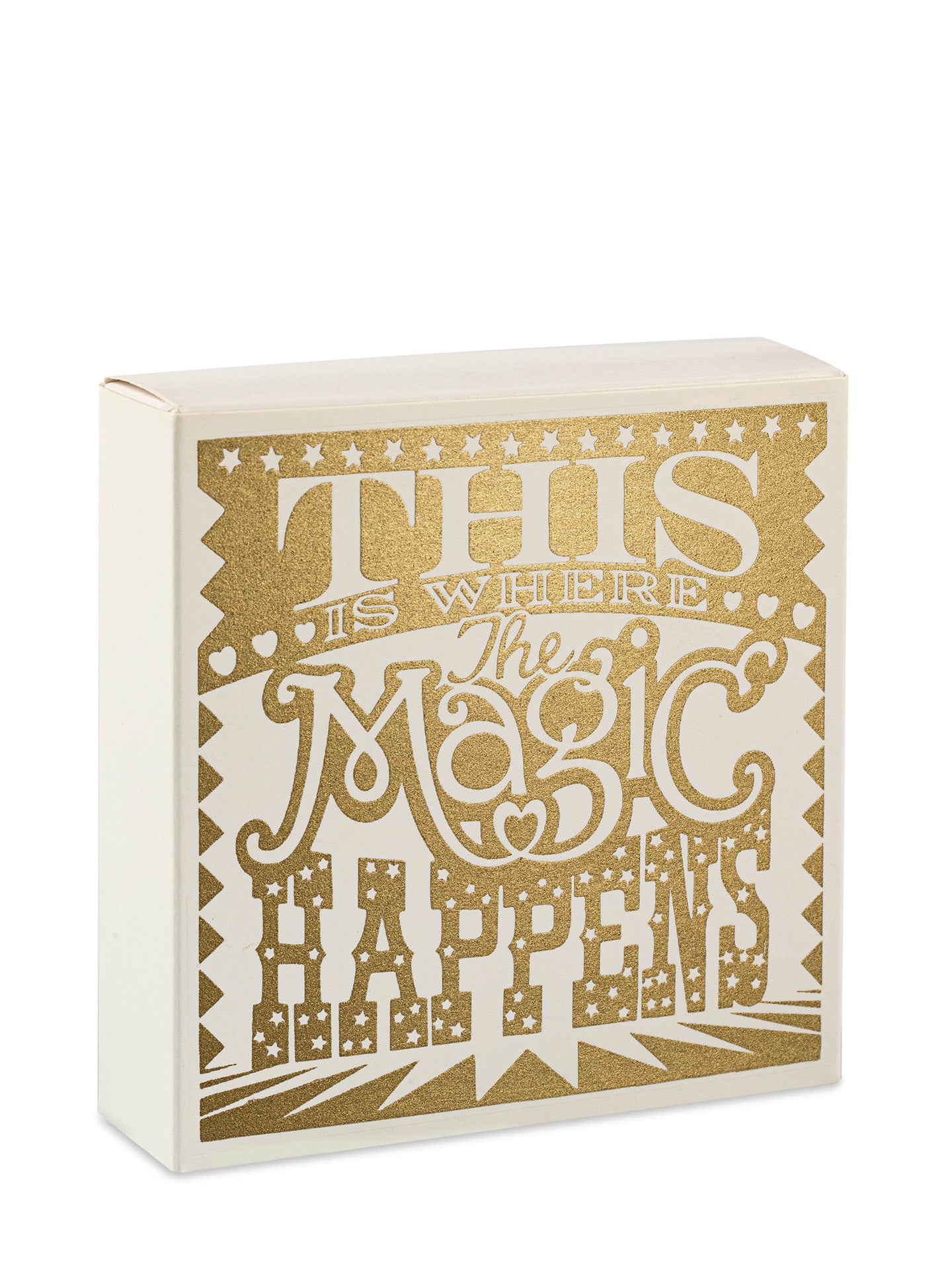 Magic happens white & gold matchbox