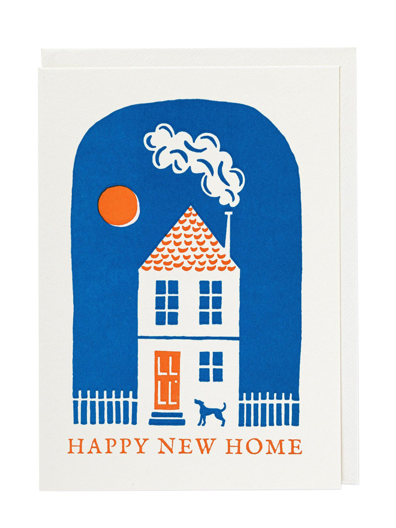 Happy blue house large new home card