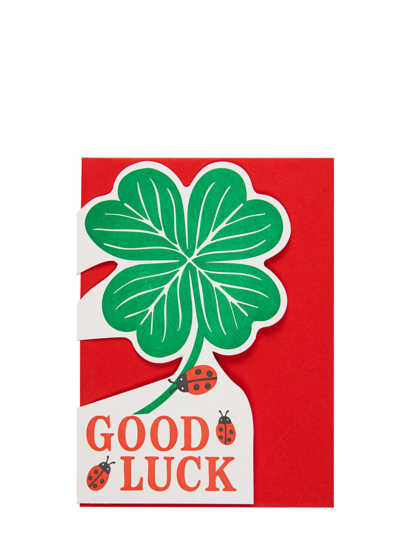 Good luck clover-shaped greeting card