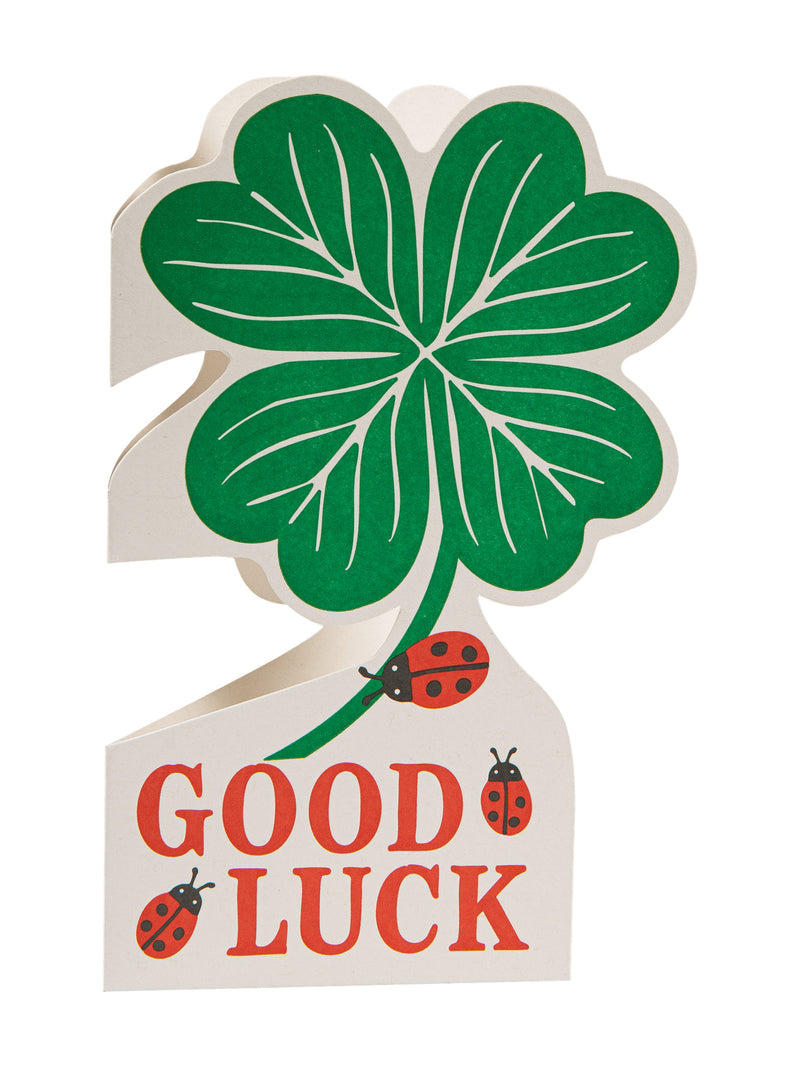 Good luck clover-shaped greeting card