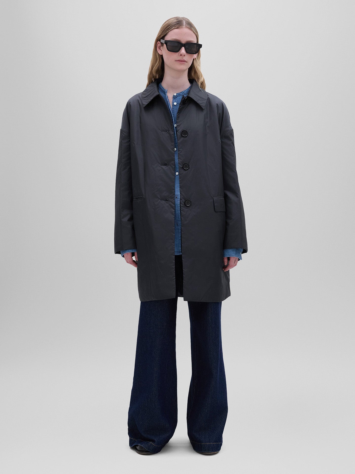 Teena nylon coat, black