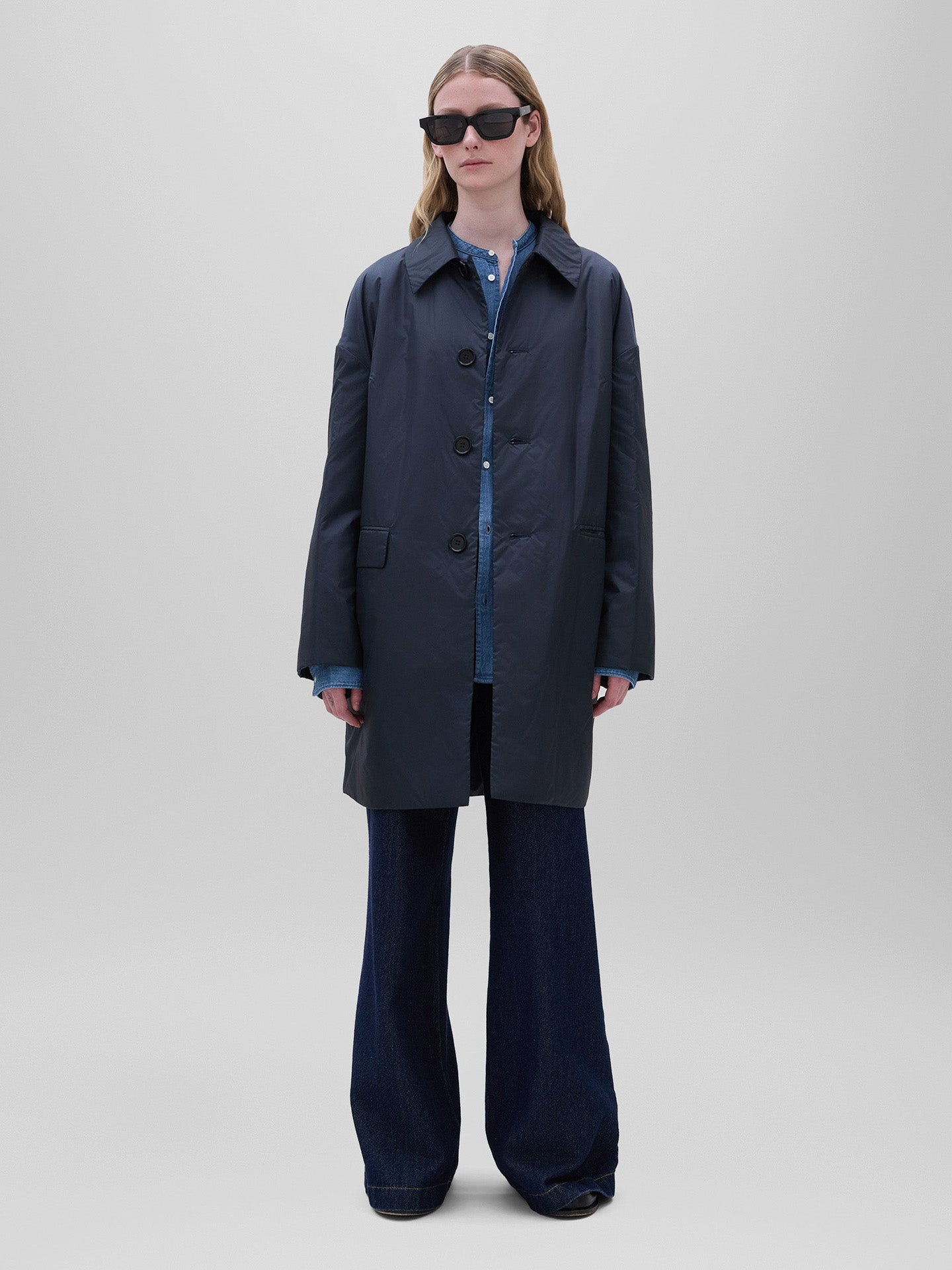 Teena nylon coat, navy blue