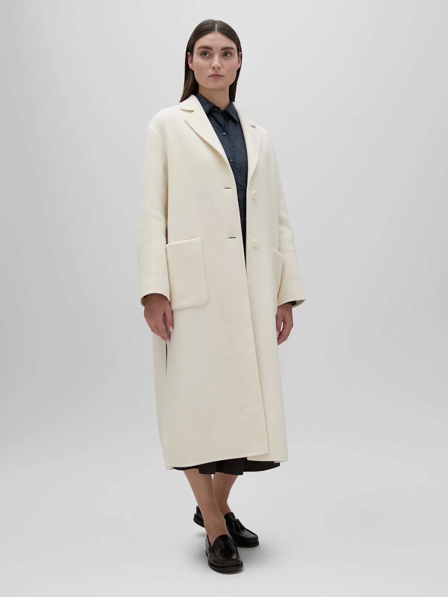 Double wool coat, white