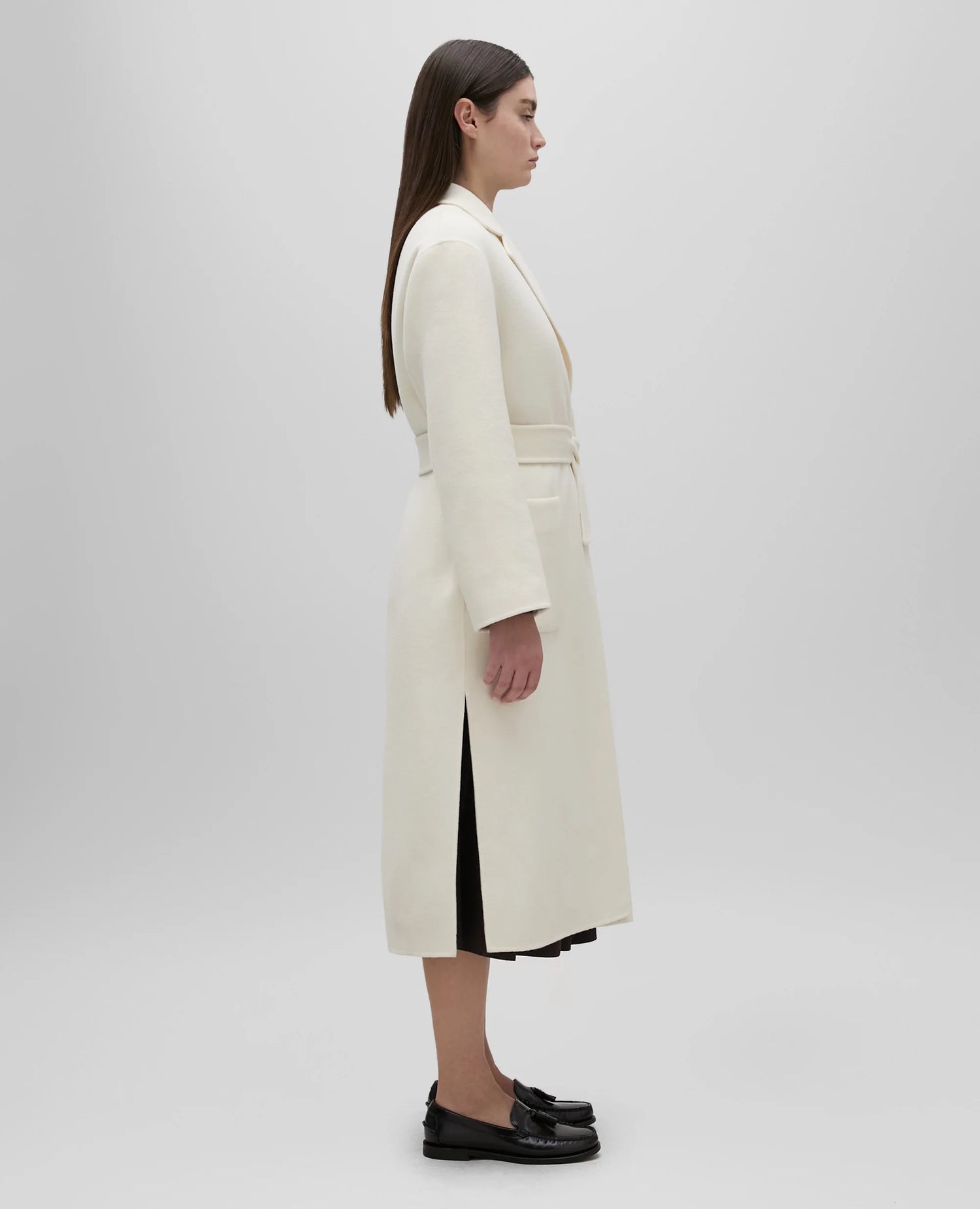 Double wool coat, white