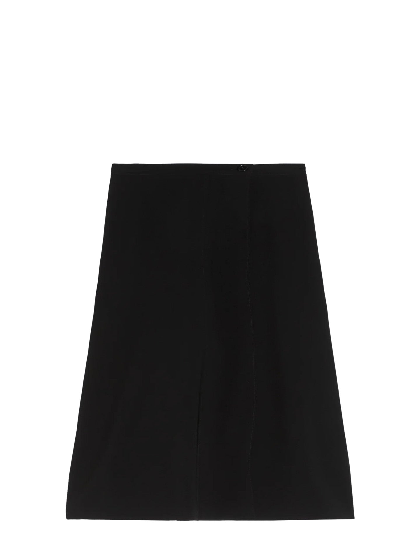 Cady flared crepe wrap skirt, black