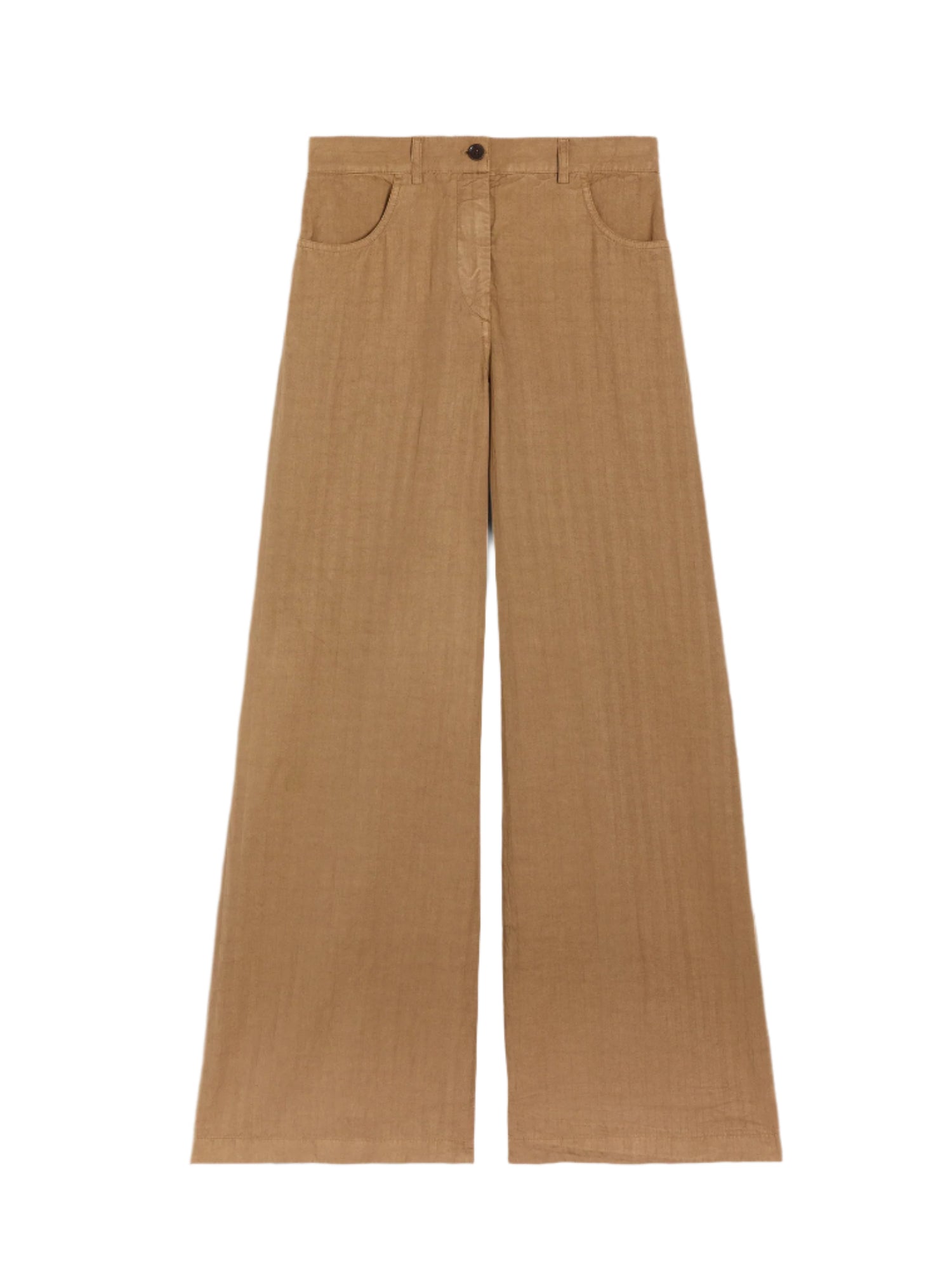 Herringbone linen-blend trousers, earth