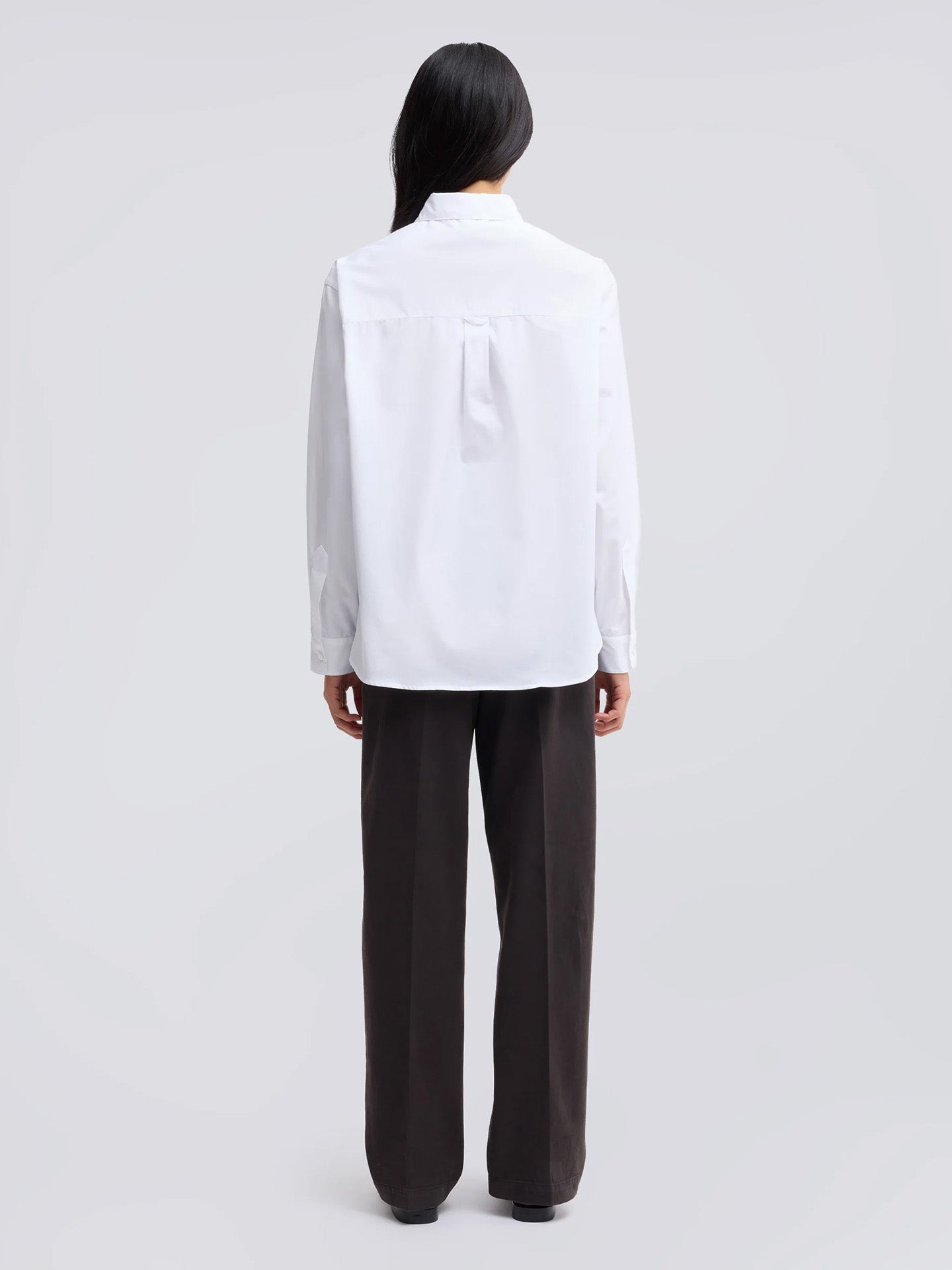 Boxy cotton poplin shirt, white
