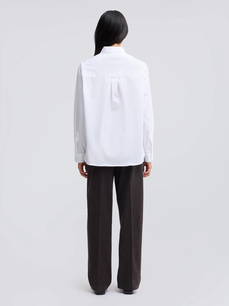 Boxy cotton poplin shirt, white