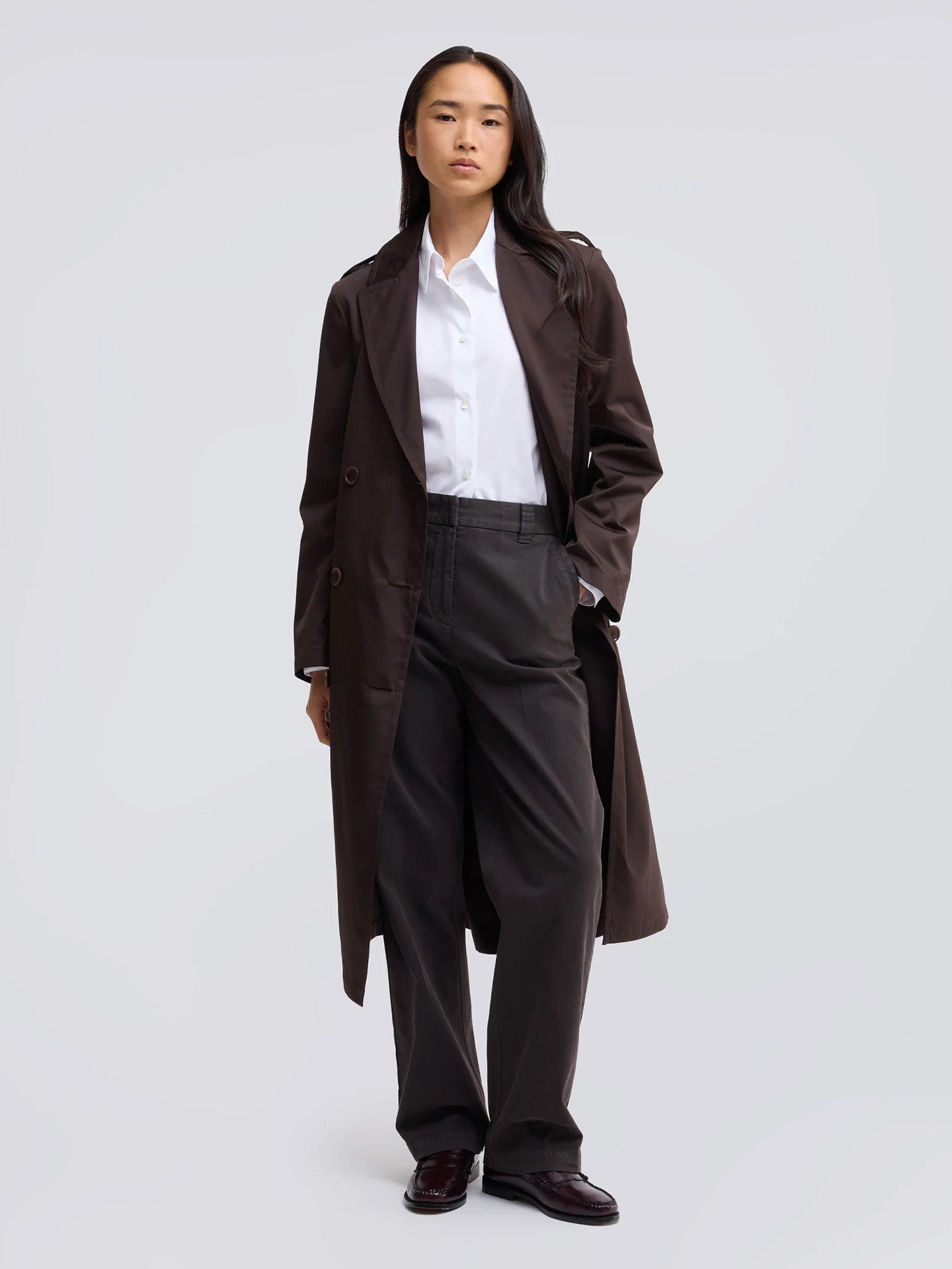 Boxy cotton poplin shirt, white