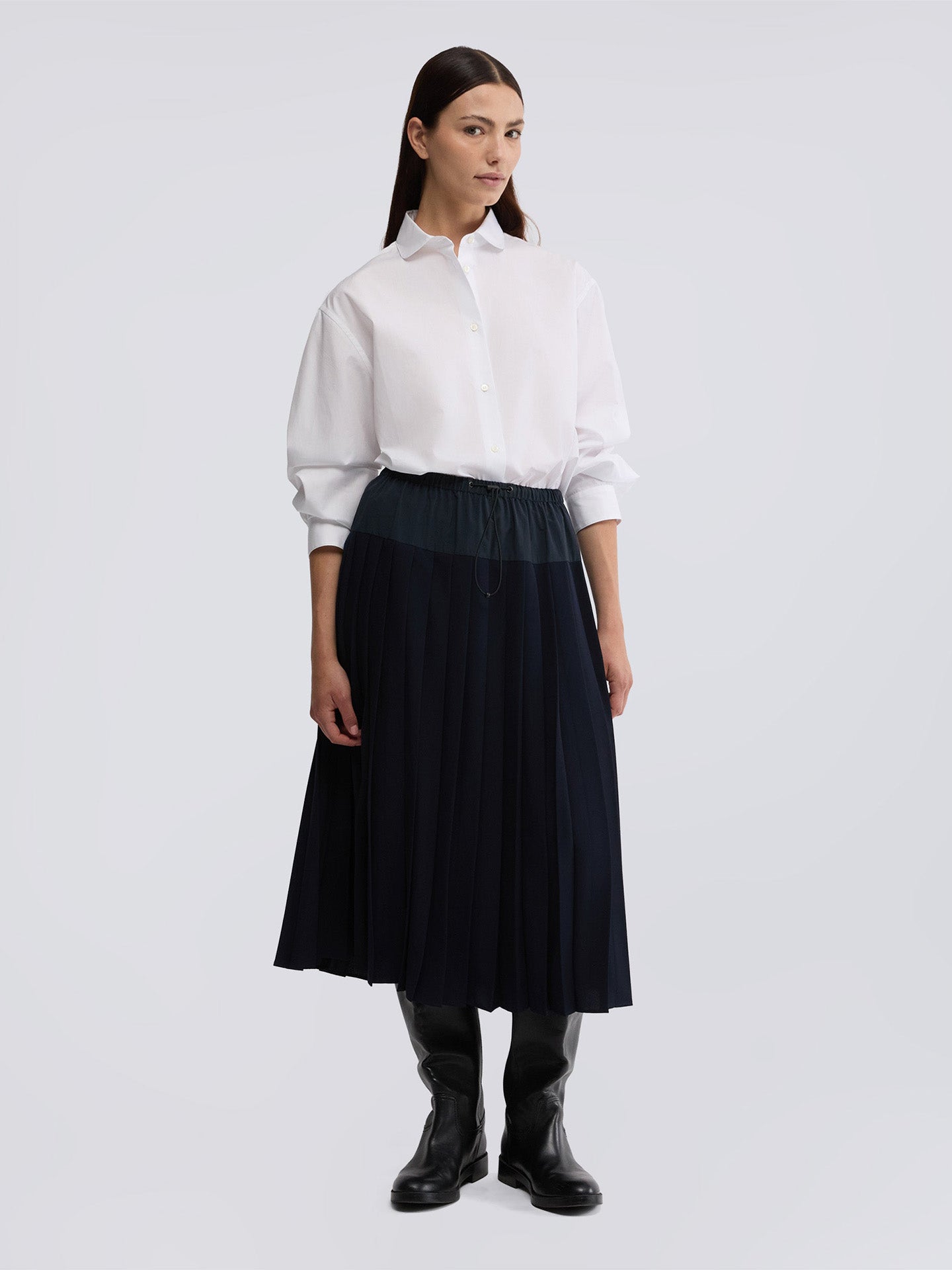 Boxy cotton poplin shirt, white