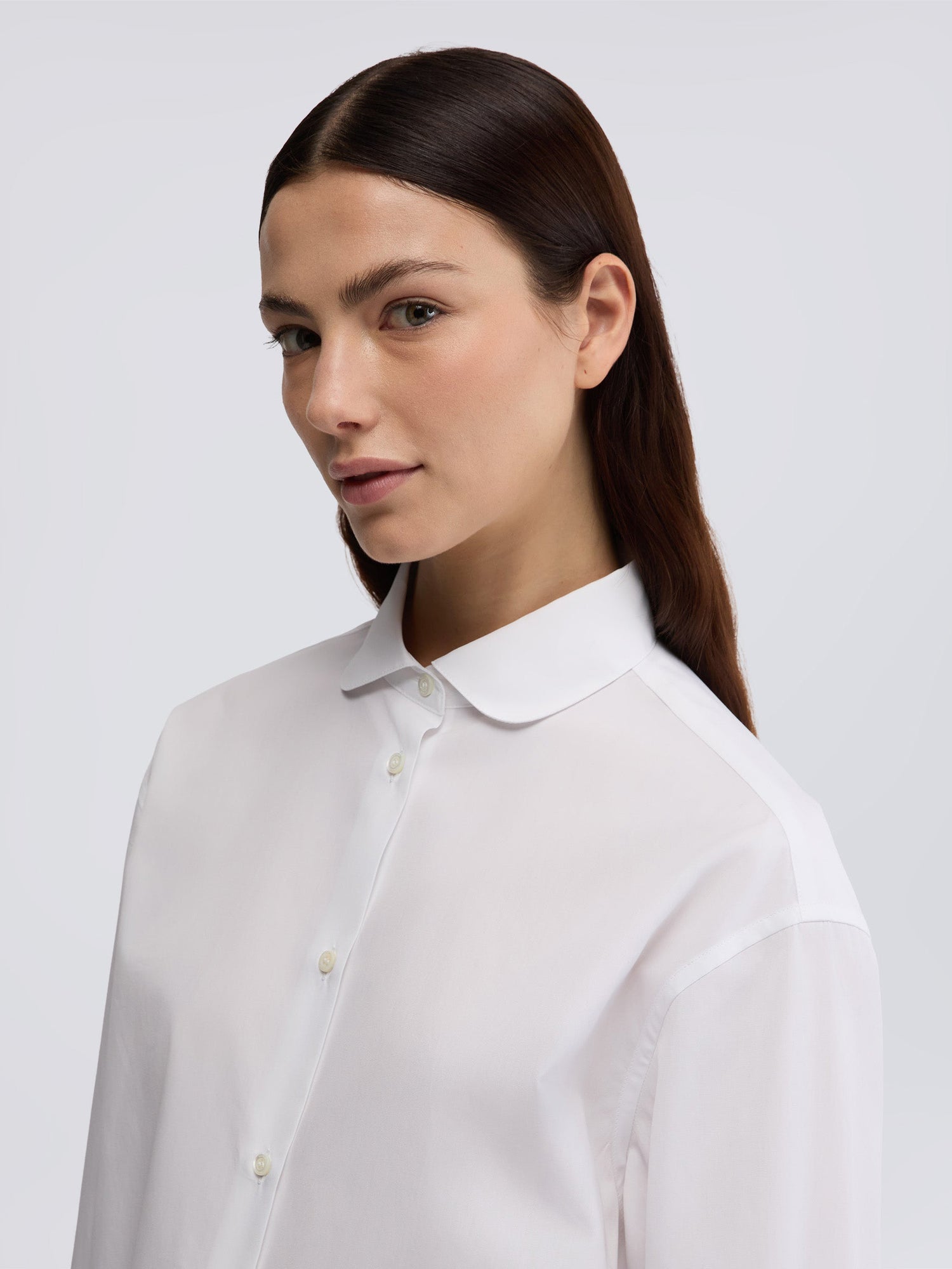 Boxy cotton poplin shirt, white