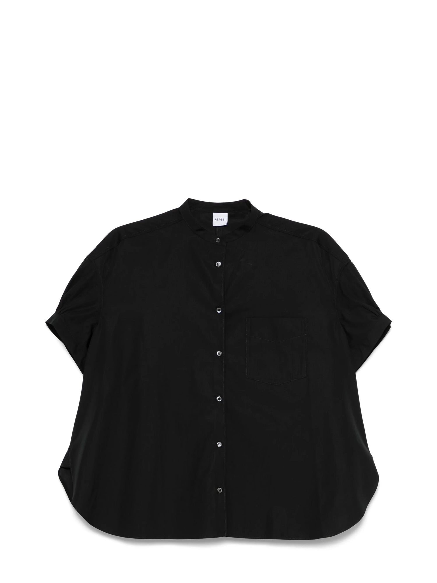 Short sleeve putton-up shirt, black