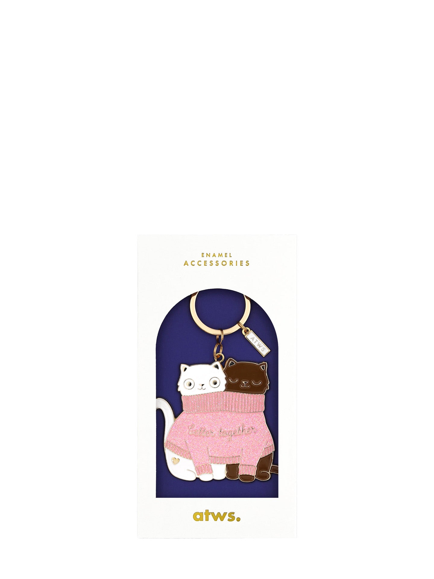Two cats in a sweater keychain