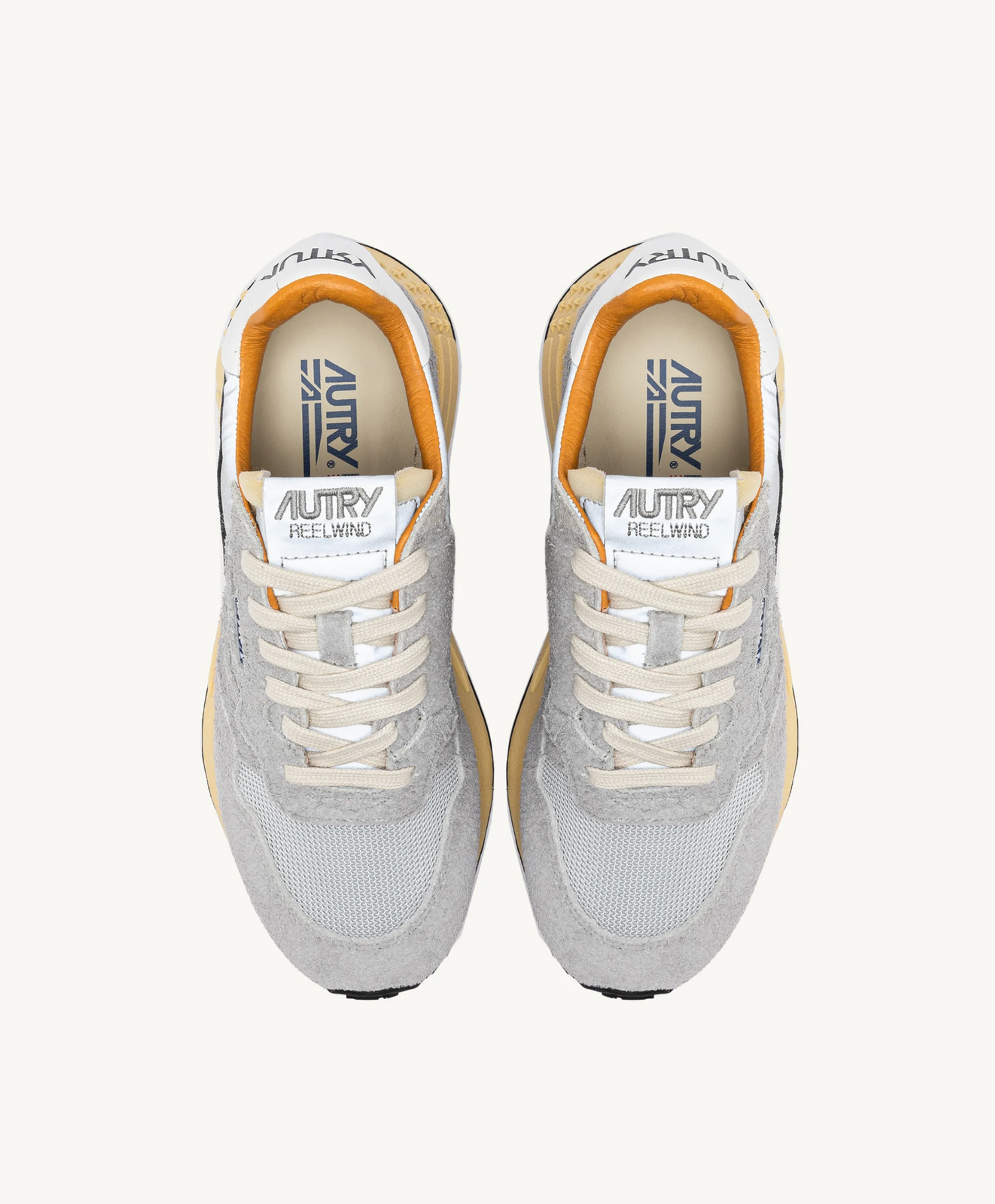 Reelwind Low Sneakers in sand cracked leather and reflective nylon