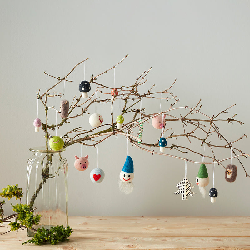 Polar bear woollen hanging ornament, white