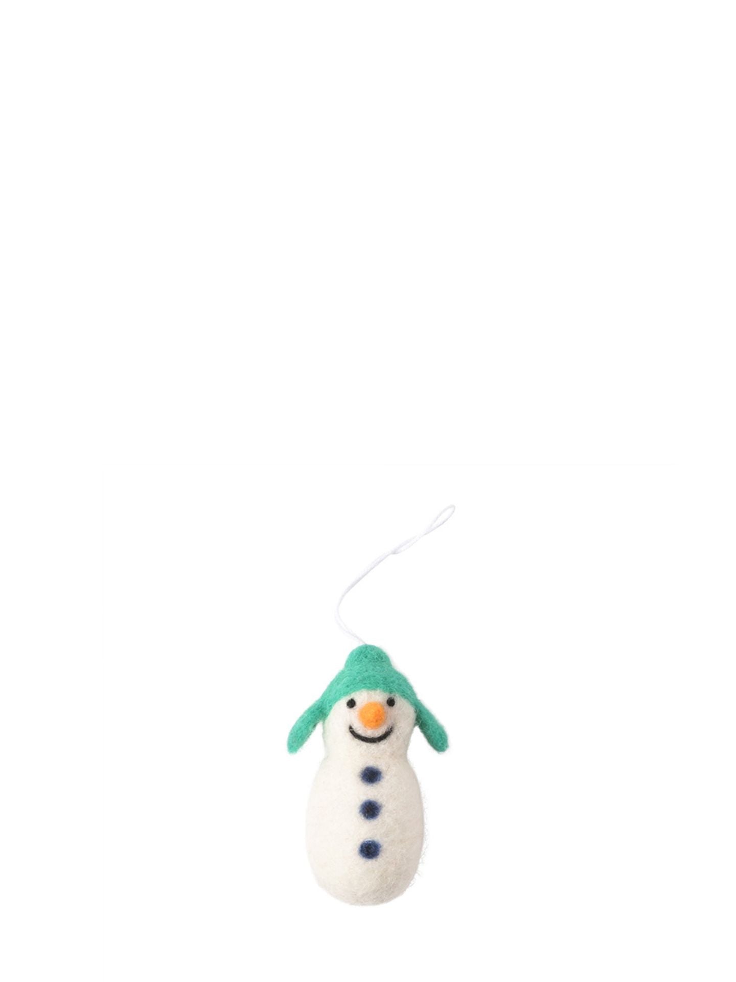 Snowman woollen hanging ornament, green