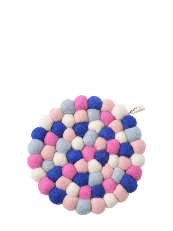 Round felted wool trivet, sakura