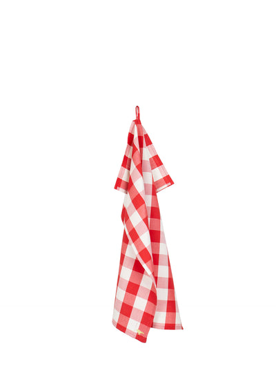 Noel gingham kitchen towel, red/off-white