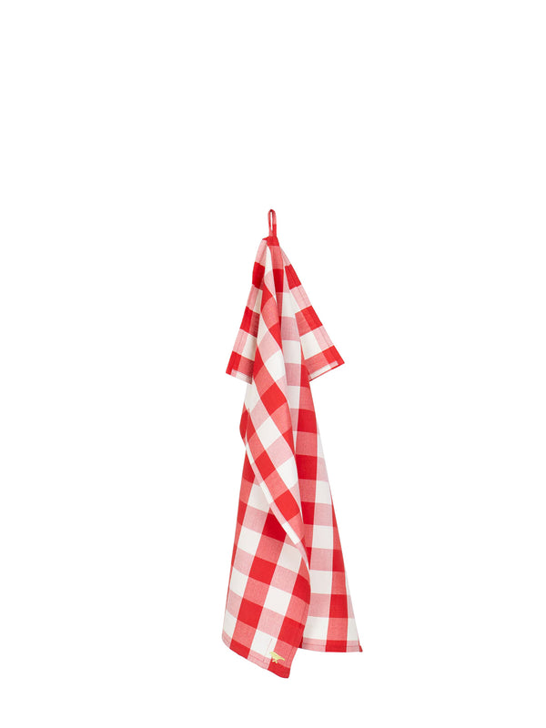 Noel gingham kitchen towel, red/off-white
