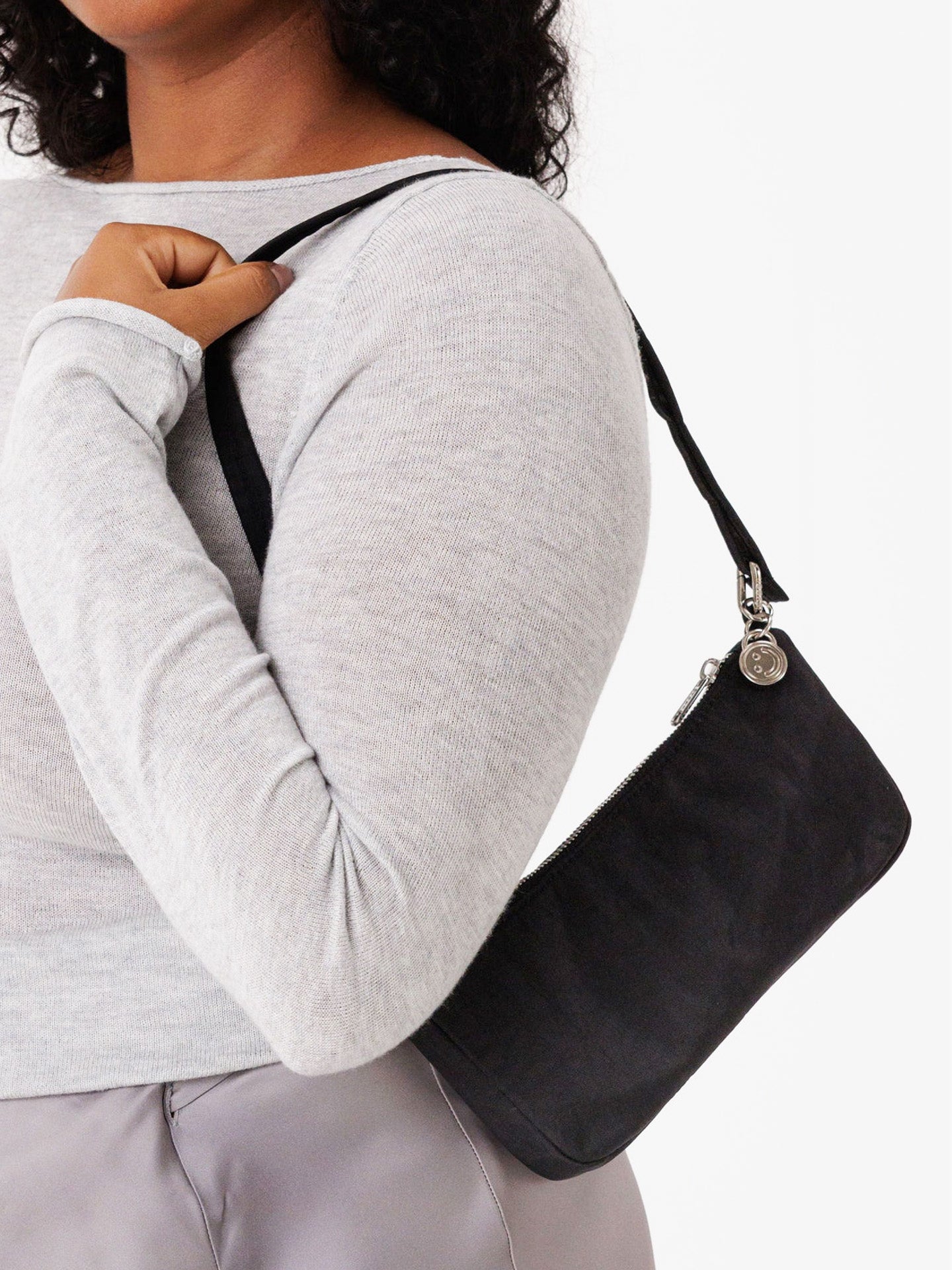 Nylon pochette handbag, black
