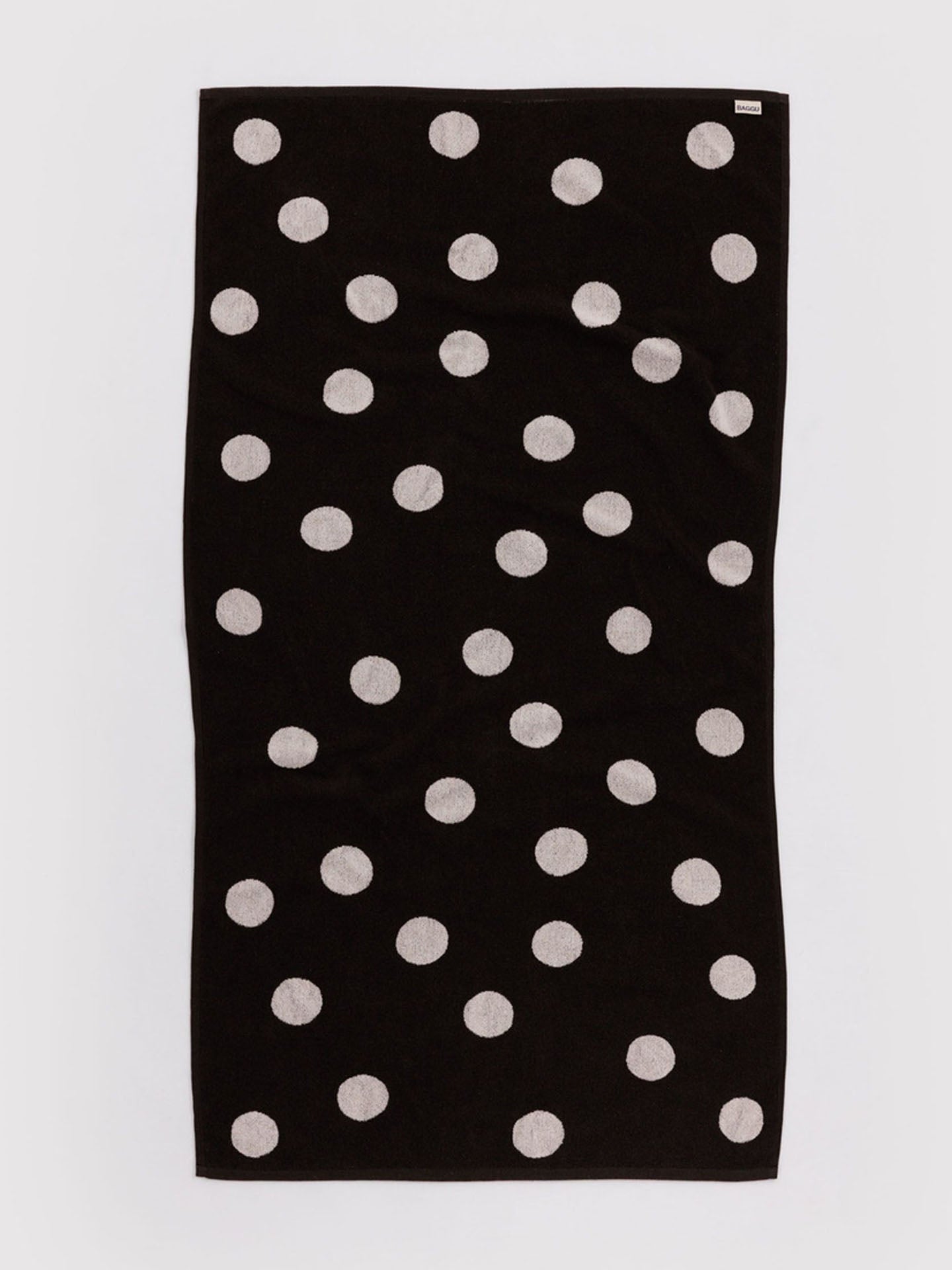 Bath towel, cream & black polka dot