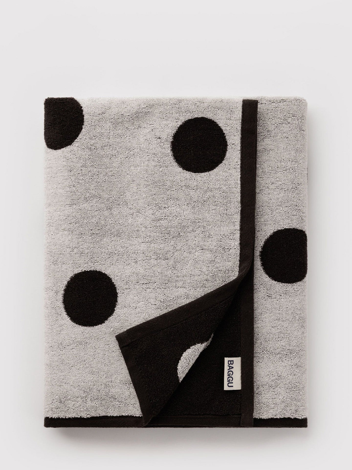 Bath towel, cream & black polka dot