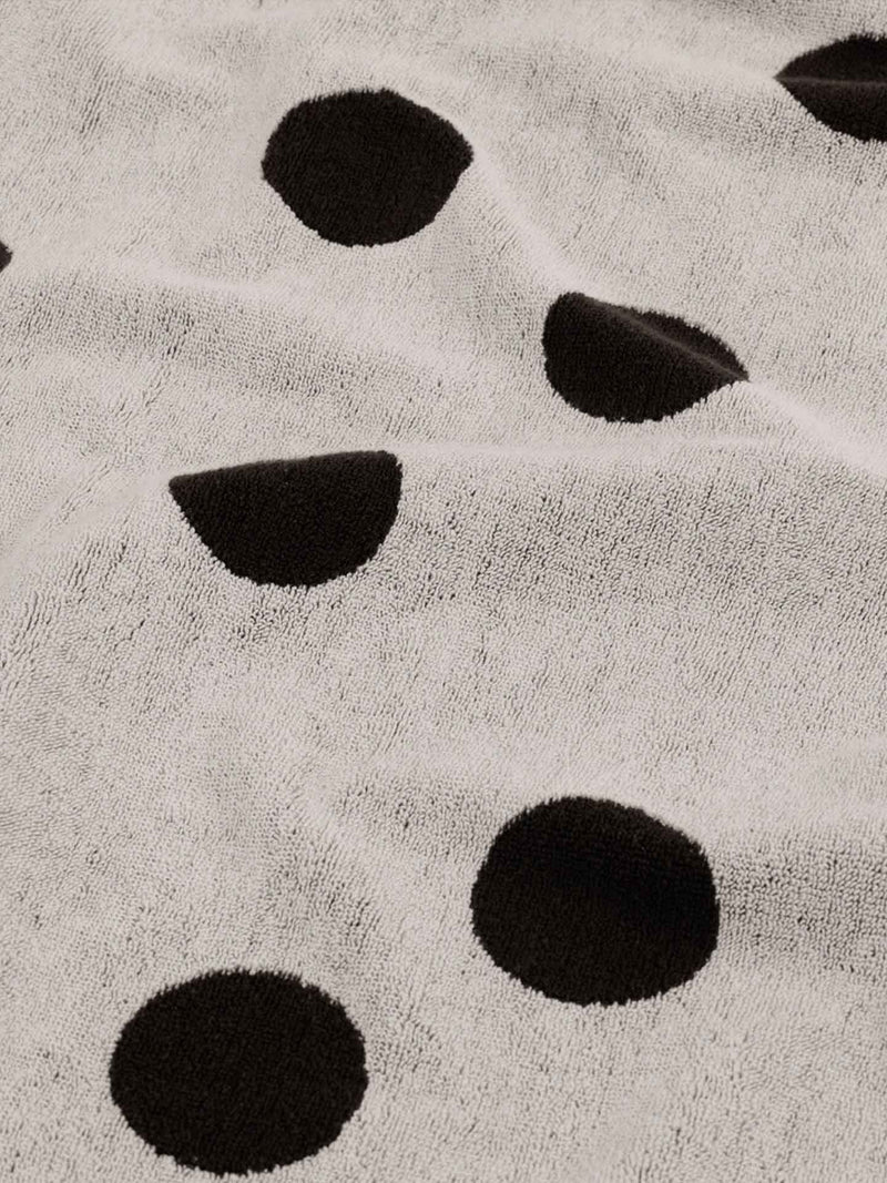 Bath towel, cream & black polka dot