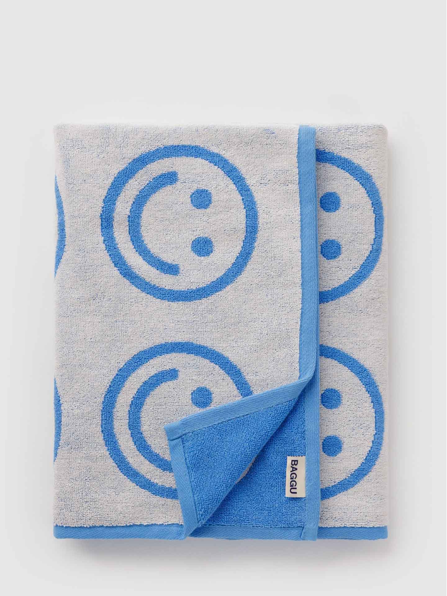 Bath towel, sky blue happy