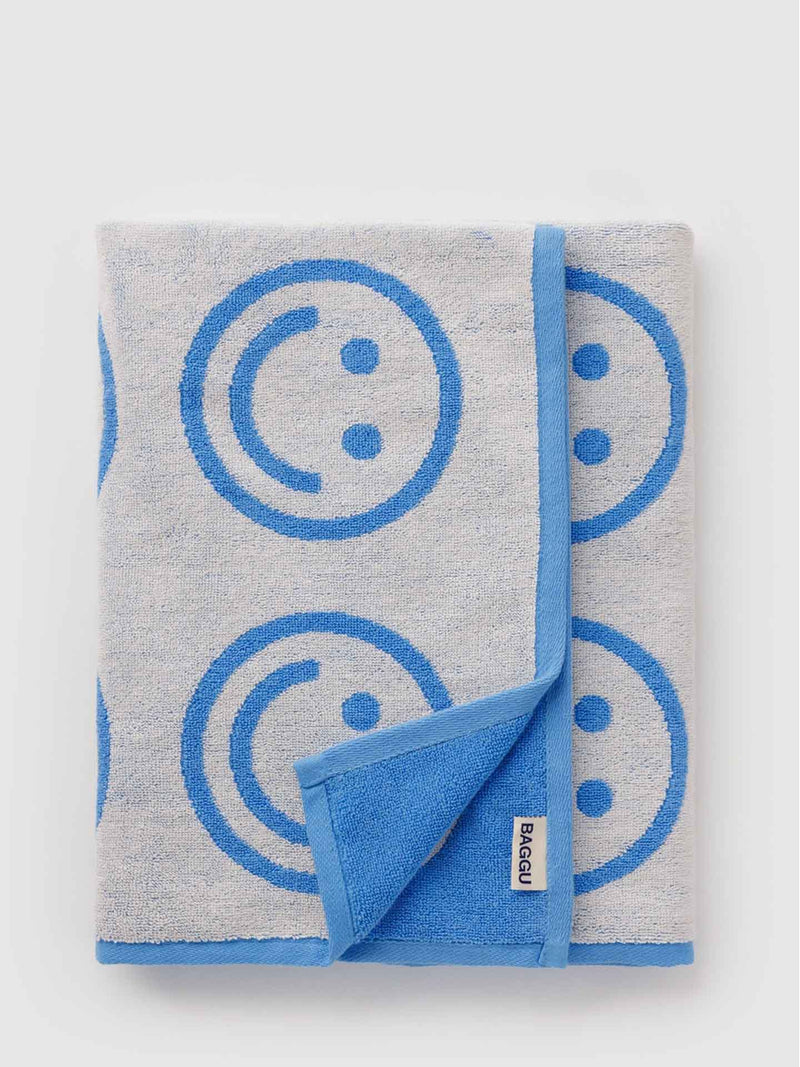 Bath towel, sky blue happy