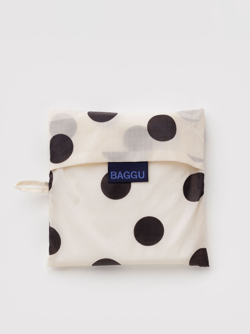 Big Baggu bag, cream & black polka dot