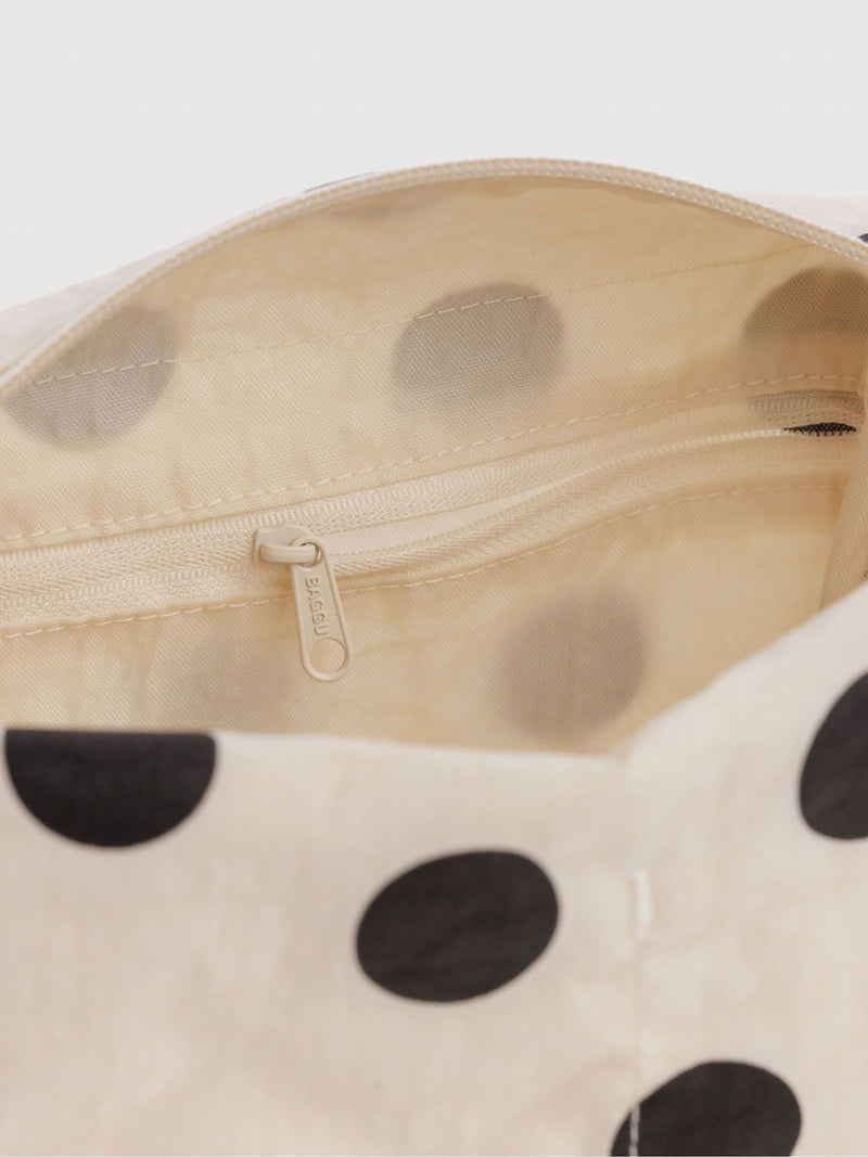Toiletry kit, cream & black polka dot