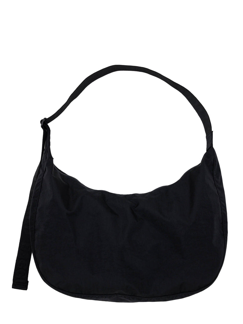 Large nylon crescent bag, black