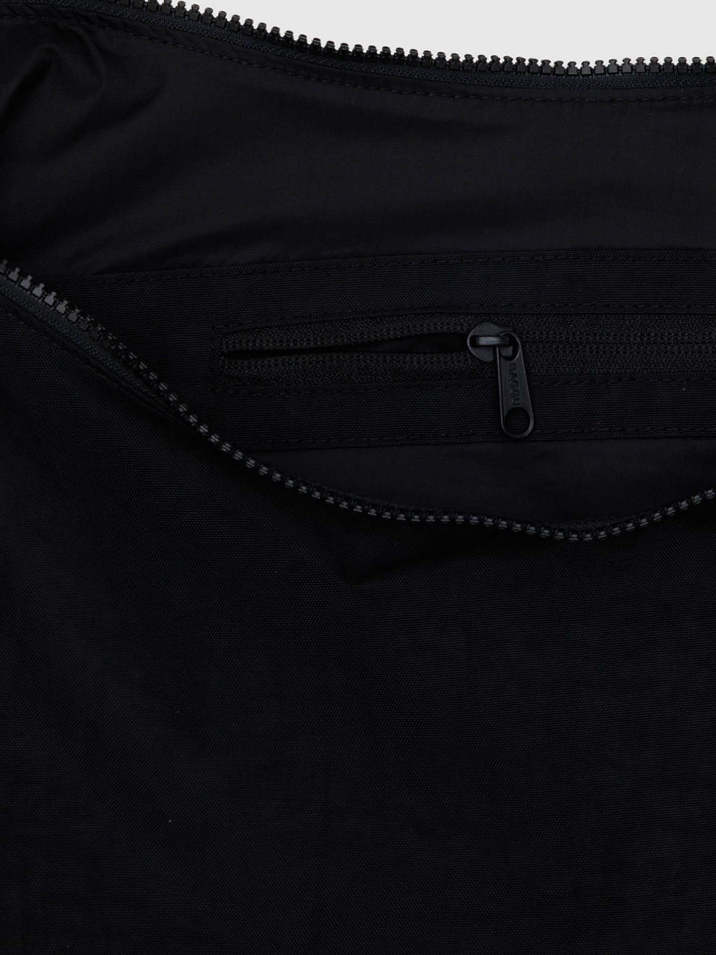Large nylon crescent bag, black