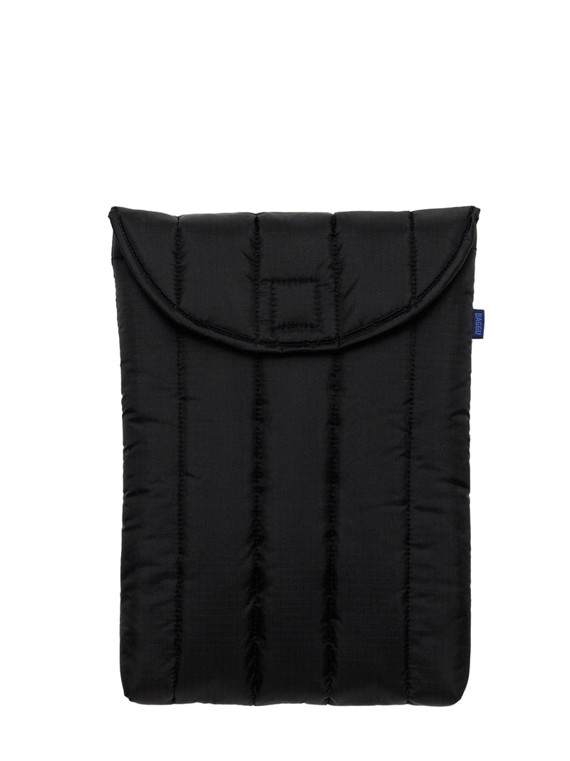 Black puffer cover bag on a white background