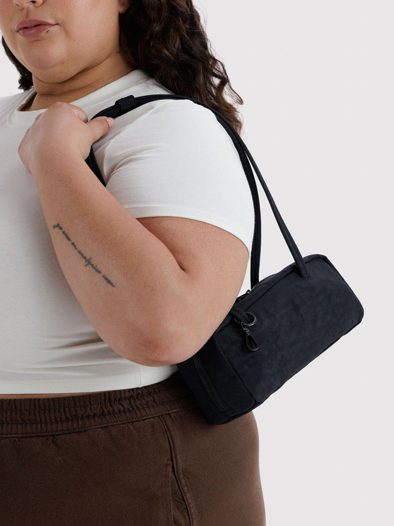 Small nylon bowler bag, black