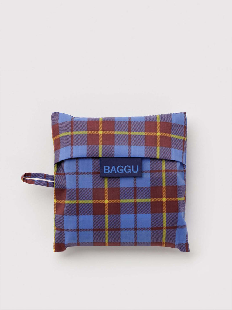 Standard Baggu shopping bag, blue tartan