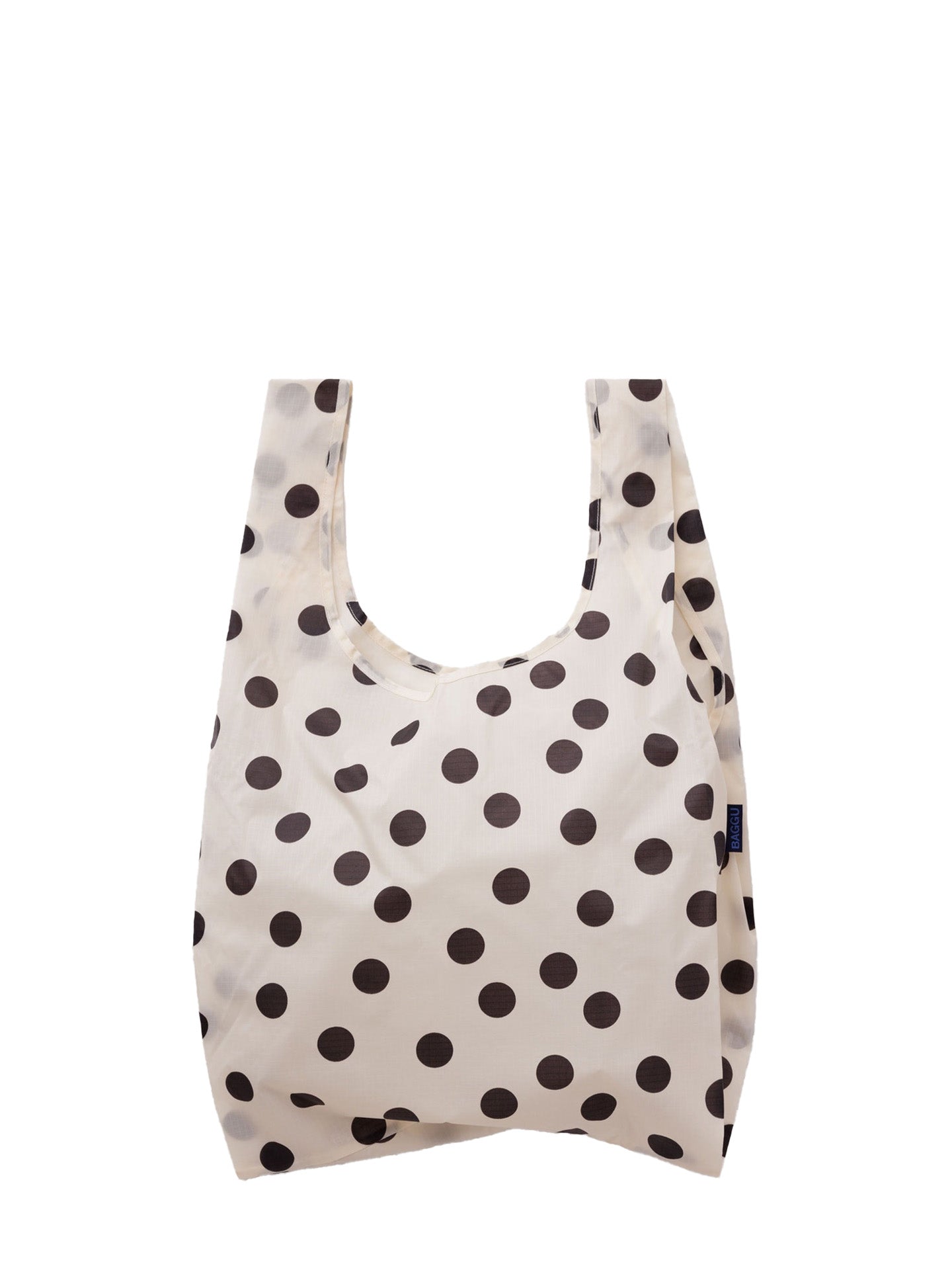 Standard Baggu shopping bag, cream & black polka dot