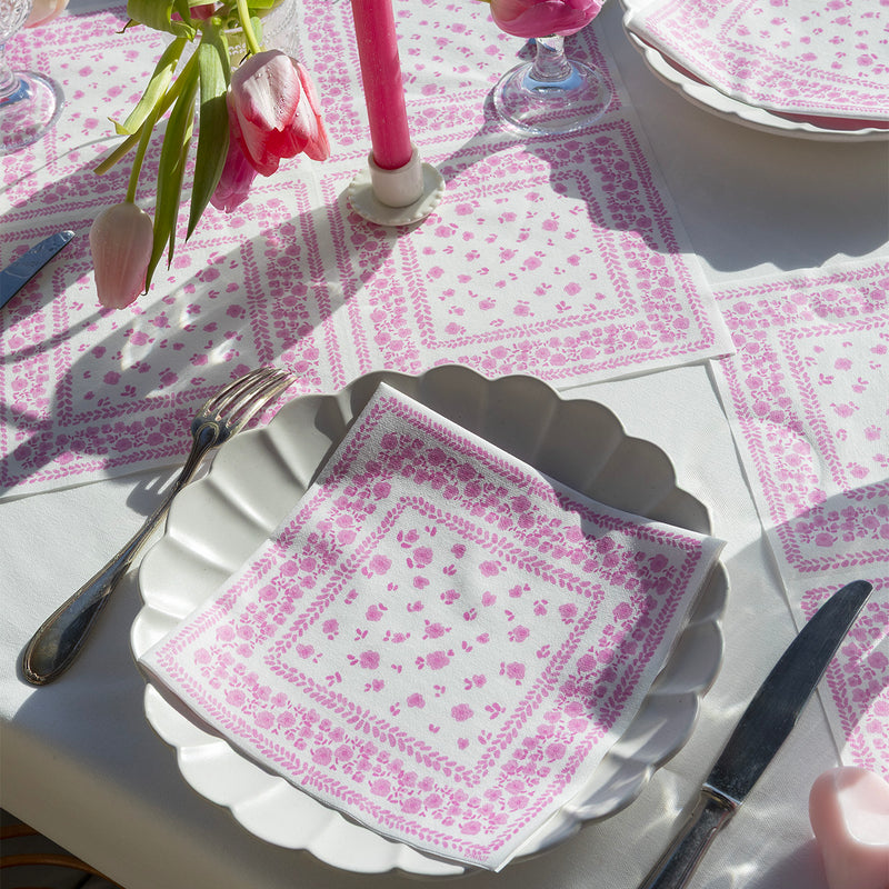 Bandana dinner napkins, pink (40x40cm)