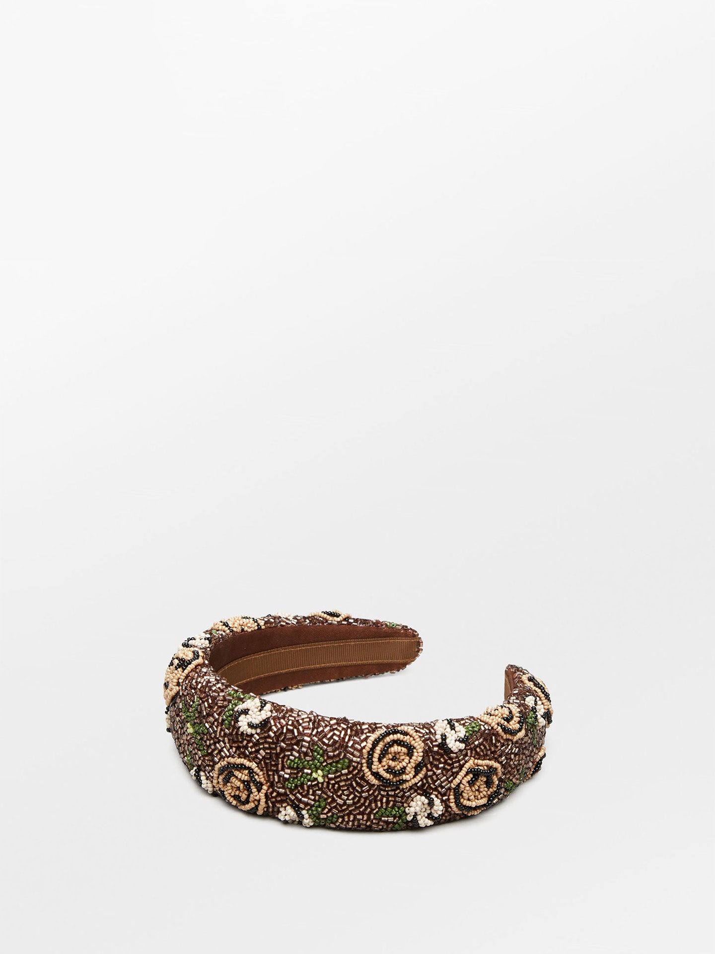 Florian wide beaded headband, brown