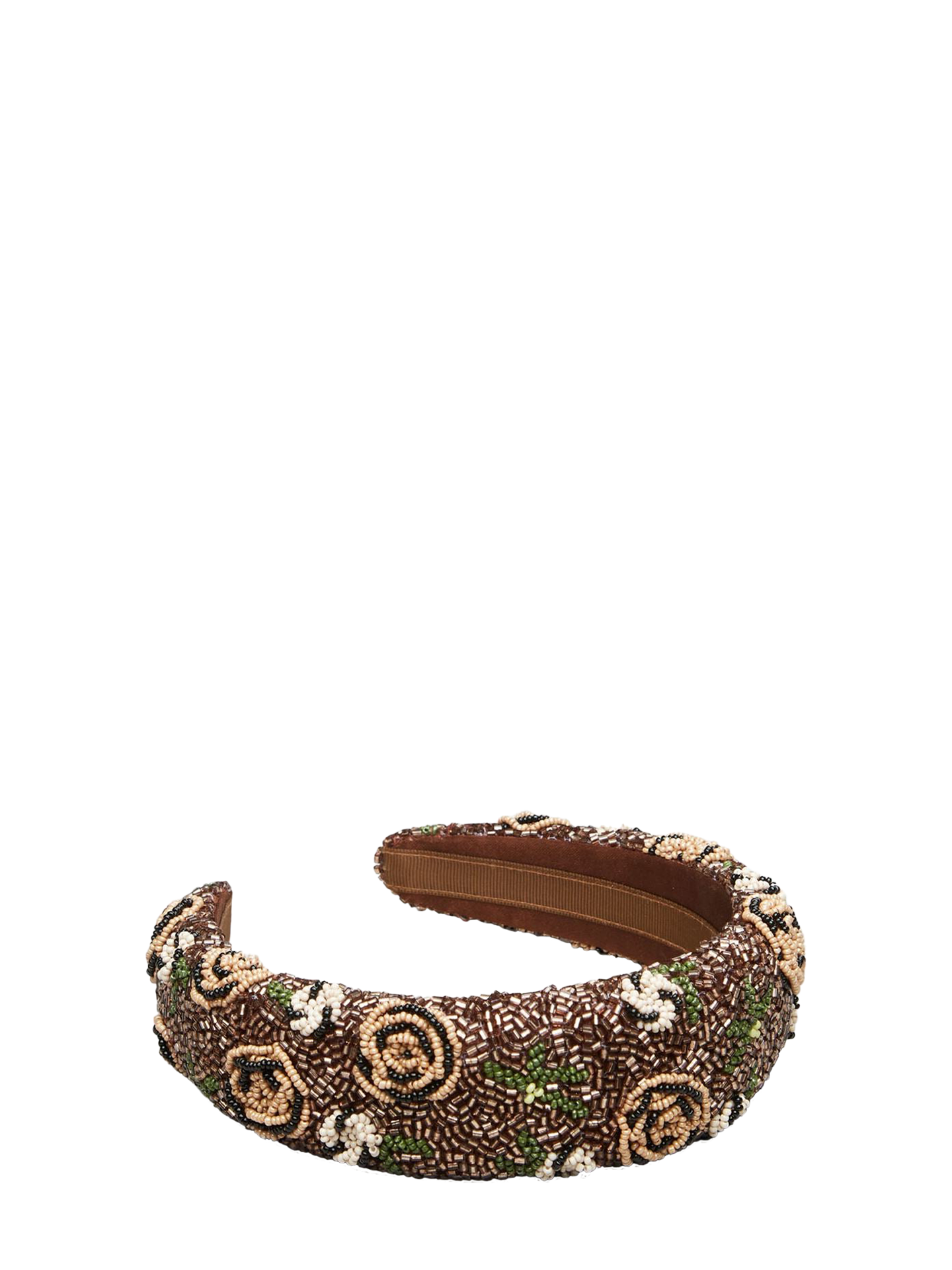 Florian wide beaded headband, brown