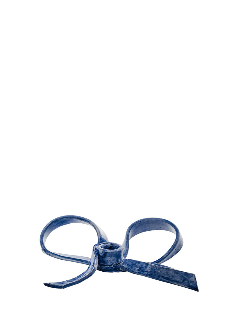 Bow candle holder, blue