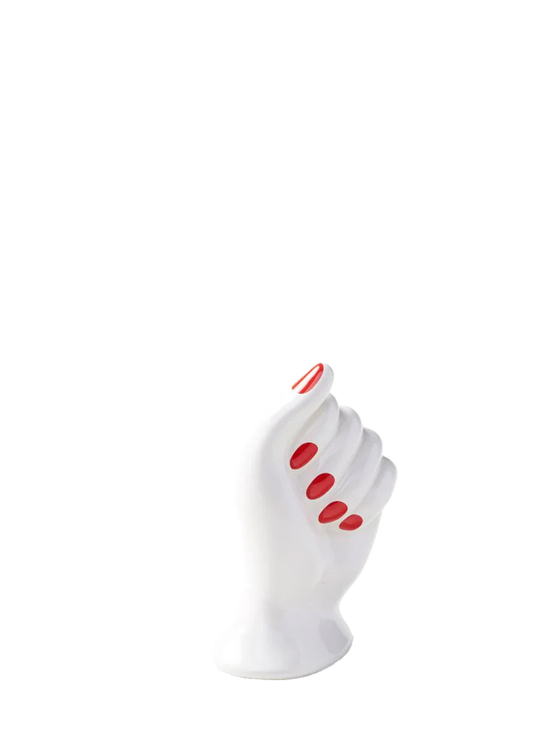 Red nail hand ceramic vase