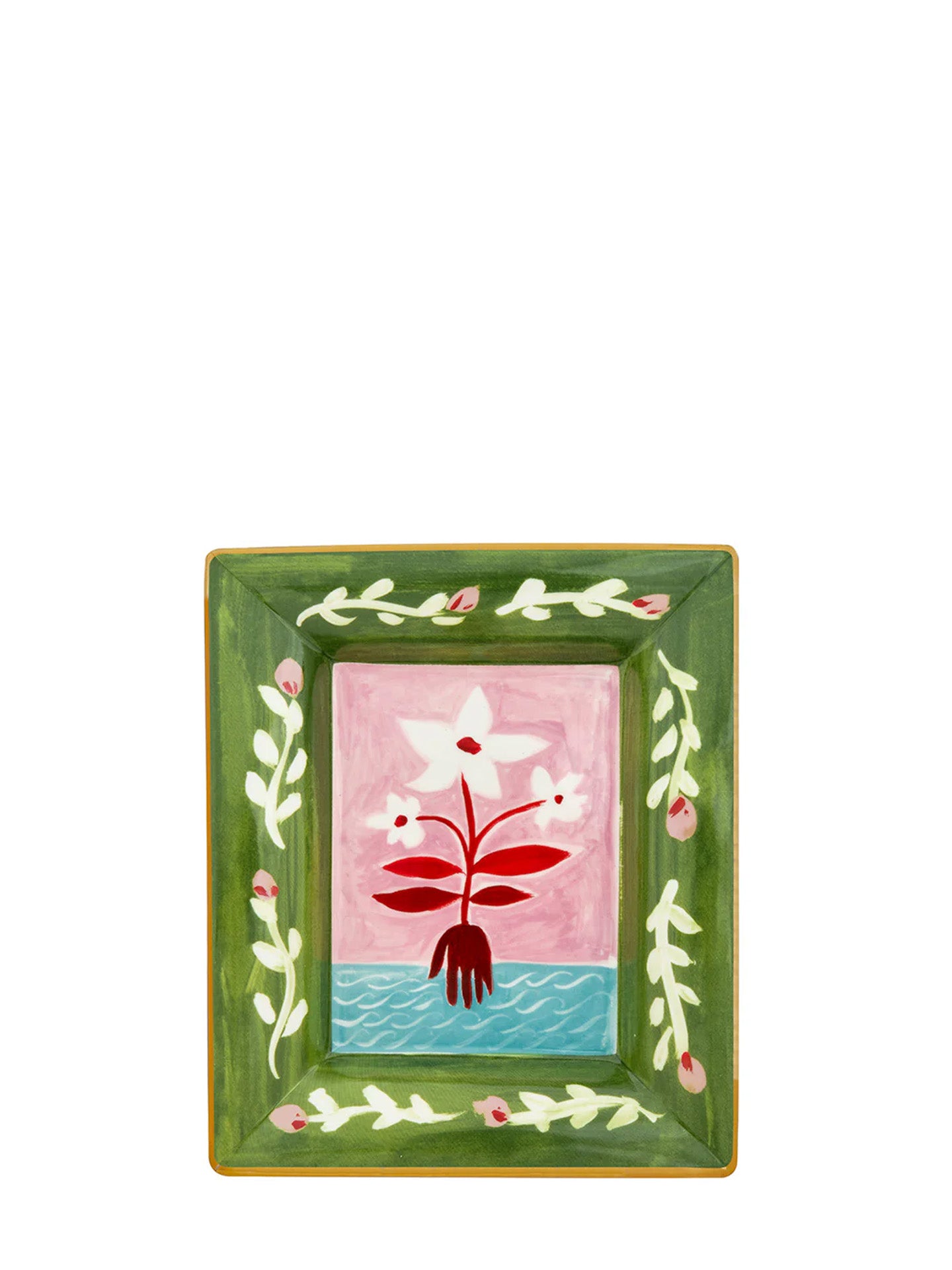 White flowers porcelain tray