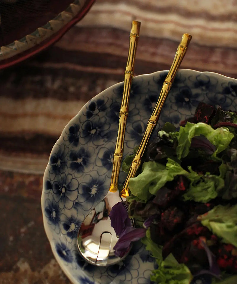 Bodhi bamboo salad server set in giftbox