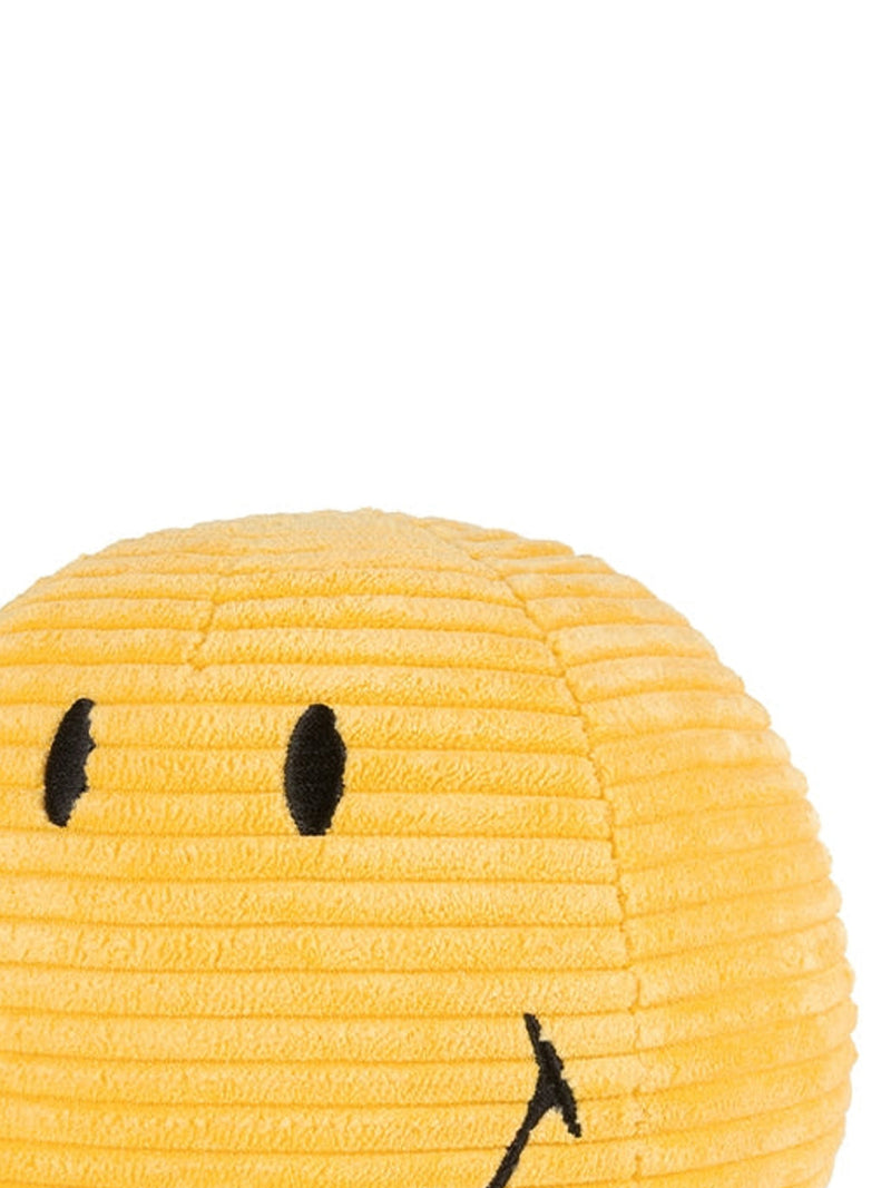 Small smiley ECO corduroy soft toy, yellow (13 cm)