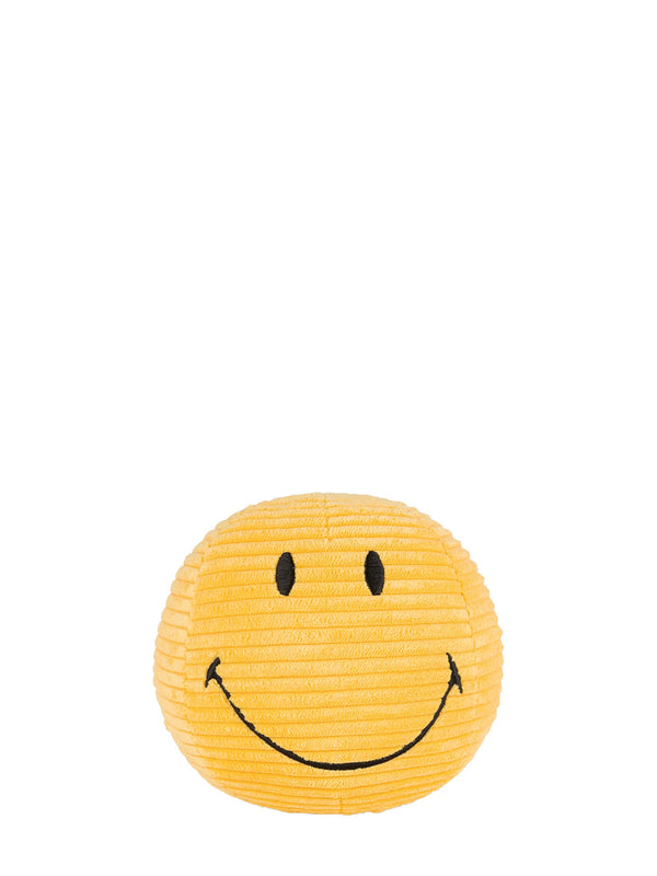 Small smiley ECO corduroy soft toy, yellow (13 cm)