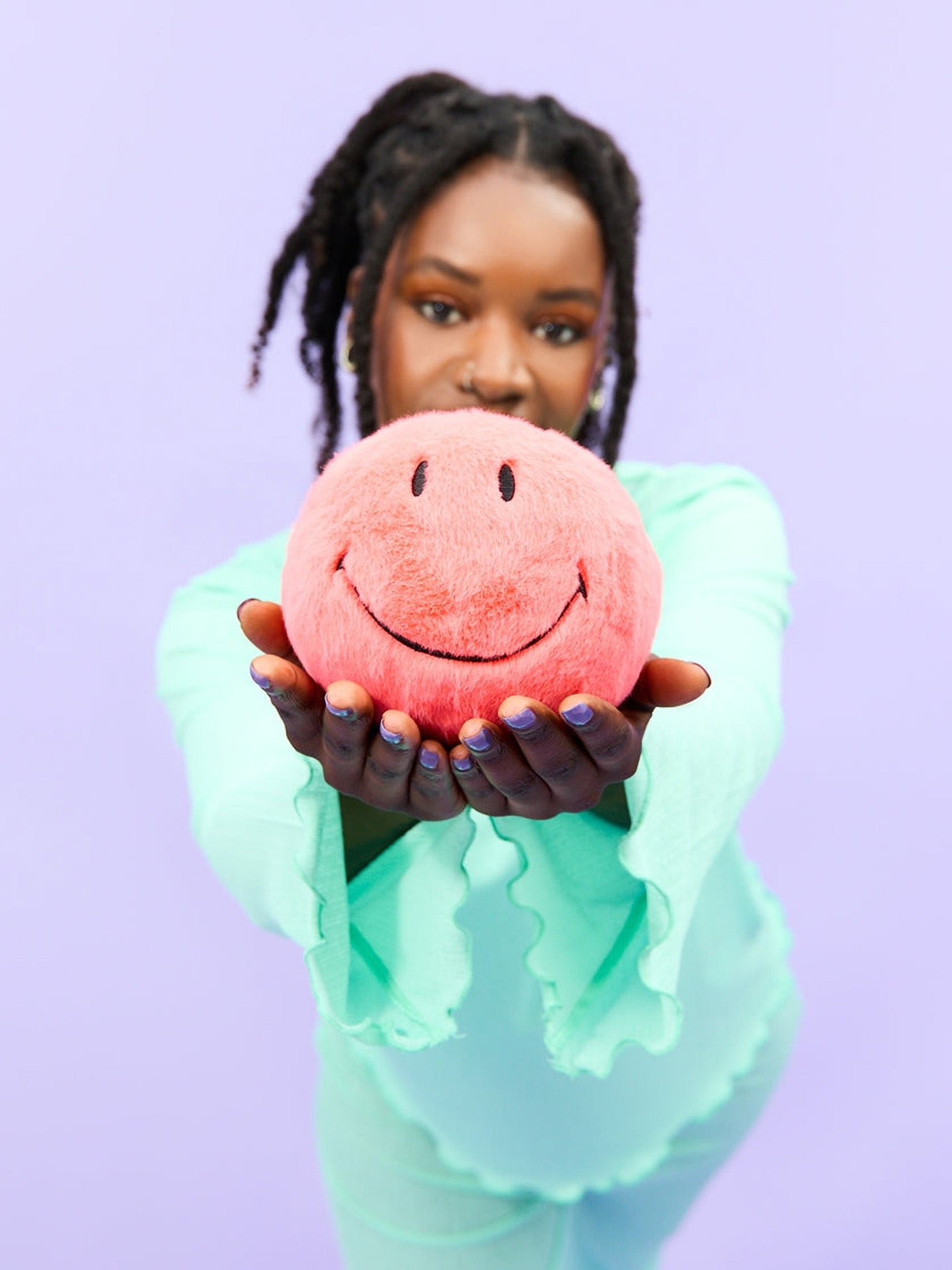 Smiley ECO fuzzy soft toy, coral (13 cm)