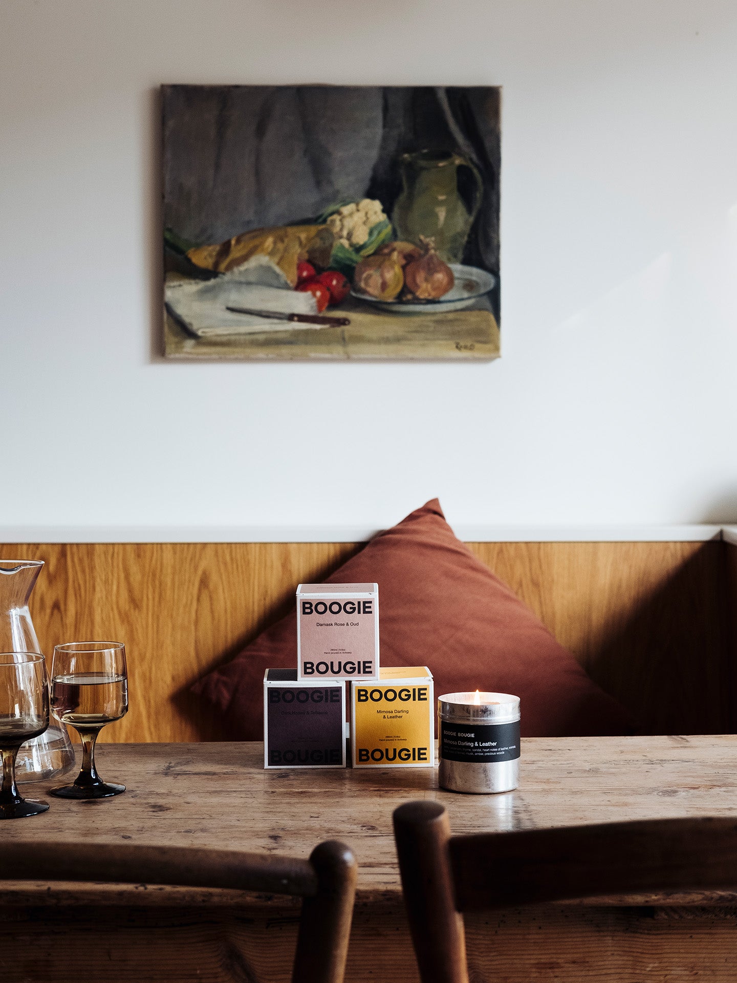 Mimosa darling & leather scented candle (250g)