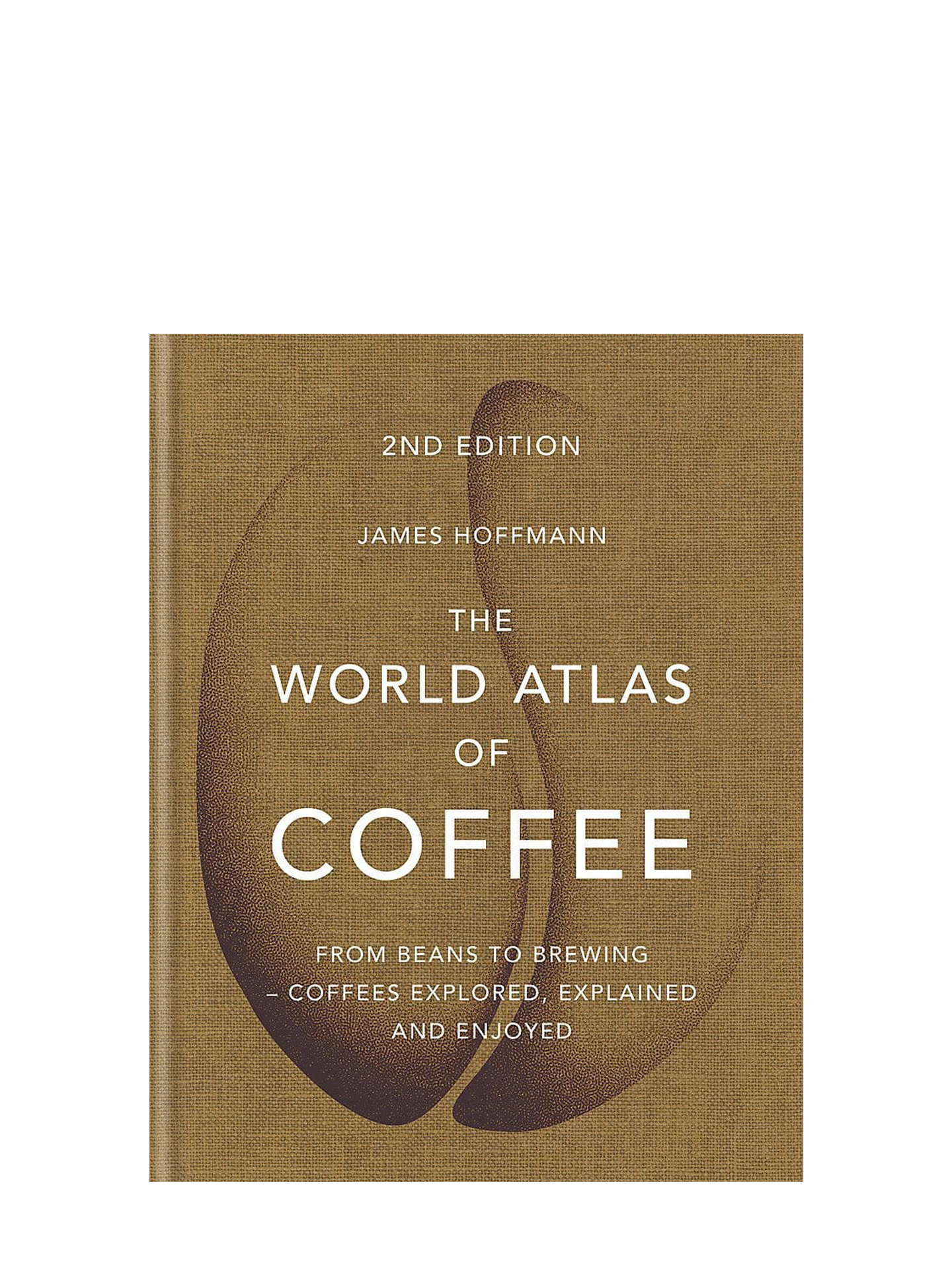 The cover of 'The World Atlas of Coffee' by James Hoffmann, featuring a graphic of a coffee bean on a beige background.